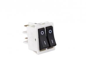 Выключатель с двумя клавишами, черный без подсветки (1НО+1НО), A12W1H10 - EMAS