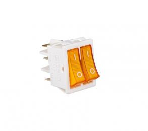 Выключатель с двумя клавишами, желтая с подсветкой (1НО+1НО), A12W1S11 - EMAS