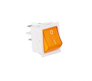 Выключатель с одной клавишей, желтая с подсветкой (2НО), A14W1S11 - EMAS