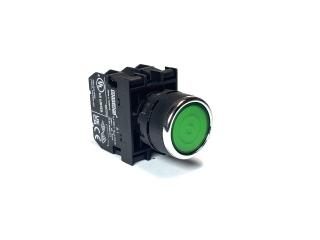 Кнопка с фиксацией, зеленая (2НО), B101FY - EMAS