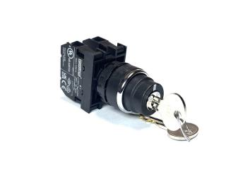 Кнопка с ключом 2-0-1, с фиксацией, ключ вынимается во всех положениях (1НО+1НЗ), B102AC30 - EMAS