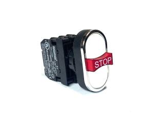 Кнопка выступающая, тройная белая с аварийной кнопкой "STOP" (2НО+1НЗ), B121B30BB - EMAS
