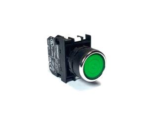 Кнопка с фиксацией с подсветкой-светодиод 48V AC/DC зеленая (1НО), B1Z0FY - EMAS