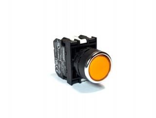 Кнопка без фиксации с блоком подсветки, желтая (2НO), B131DS - EMAS