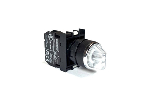 Переключатель 0-1 без фиксации, с подсветкой-светодиод 12-30V AC/DC белый (1НО), B150SL21B - EMAS