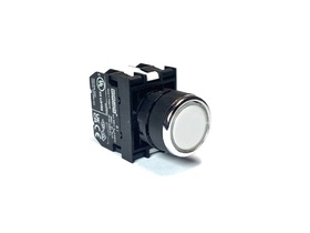 Кнопка нажимная с подсветкой-светодиод 12-30V AC/DC белая (1HO+1Н3), B152DB - EMAS