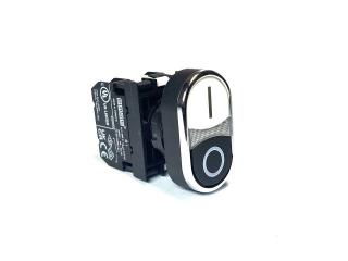 Кнопка сдвоенная черно-белая, с подсветкой-светодиод 12-30V AC/DC (2НО), B171K20HB - EMAS