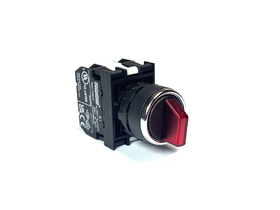Переключатель 0-1 без фиксации, с подсветкой-светодиод 110V AC/DC красный (1НО+1НЗ), B1D2SL21K - EMAS