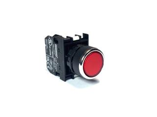 Кнопка нажимная с подсветкой-светодиод 100-230V AC красная (1НО), B1K0DK - EMAS