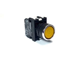 Кнопка нажимная с подсветкой-светодиод 48V AC/DC желтая (2НО), B1X1FS - EMAS
