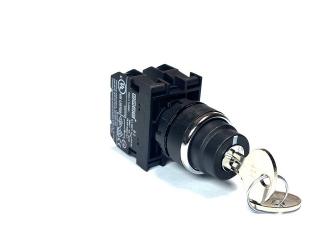 Кнопка с ключом 2-0-1, с фиксацией, ключ вынимается в положении 0 (2НЗ), B202AA30 - EMAS