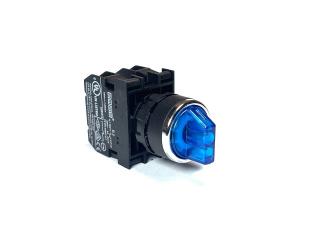 Переключатель 0-1 с фиксацией синий (2НЗ), B202SL20M - EMAS