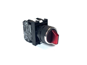 Переключатель 2-0-1 без фиксации, с блок-контактом подсветки без лампы, красный (2НЗ), B232SL32K - EMAS