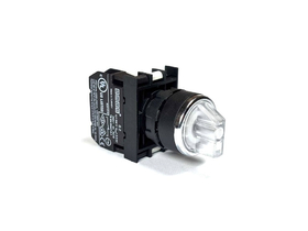 Переключатель 0-1 с фиксацией, с подсветкой-светодиод 12-30V AC/DC белый (1НЗ), B250SL20B - EMAS