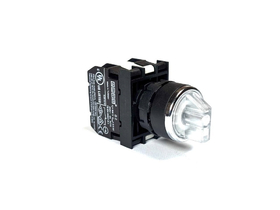 Переключатель 0-1 без фиксации, с подсветкой-светодиод 12-30V AC/DC белый (2НЗ), B252SL21B - EMAS