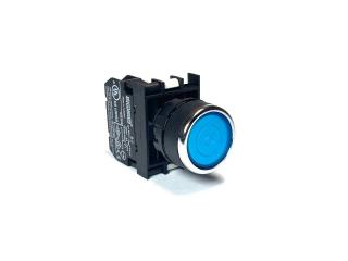 Кнопка с фиксацией с подсветкой-светодиод 48V AC/DC синяя (1НЗ), B2Y0FM - EMAS