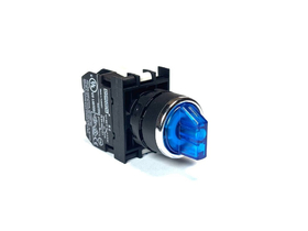 Переключатель 0-1 с фиксацией, с подсветкой-светодиод 12-30V AC/DC, синий (1НЗ), B270SL20M - EMAS