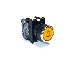 Кнопка без фиксации с маркировкой "Звонок" с блоком подсветки 12-30V AC/DC, желтая (2НЗ), B282DS-Z - EMAS
