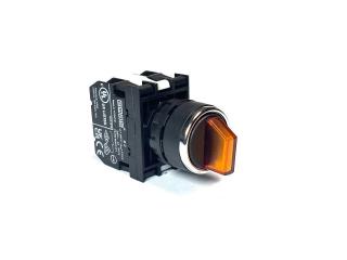 Переключатель 0-1 с фиксацией, с подсветкой-светодиод 12-30V AC/DC желтый (2НЗ), B282SL20S - EMAS