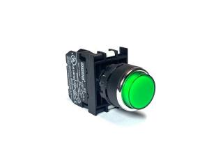 Кнопка выступающая с блоком подсветки 12-30V AC/DC, зеленая (1НЗ), B290HY - EMAS
