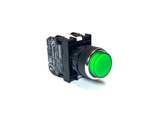 Кнопка выступающая с блоком подсветки 12-30V AC/DC, зеленая (2НЗ), B292HY - EMAS