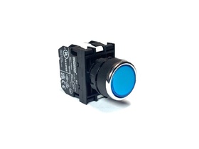 Кнопка без фиксации с блоком подсветки 100V AC/DC, синяя (2НЗ), B2E2DM - EMAS