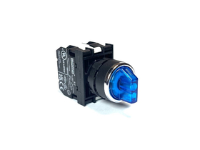 Переключатель 2-0-1 с фиксацией в 1 положении, с подсветкой-светодиод 110V AC/DC, синий (2НЗ), B2E2SL31M - EMAS