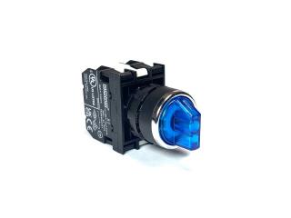 Переключатель 2-0-1 с фиксацией в 1 положении, с подсветкой-светодиод 110V AC/DC, синий (2НЗ), B2E2SL31M - EMAS
