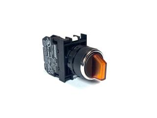 Переключатель 0-1 без фиксации, с подсветкой-светодиод 110V AC/DC желтый (1НЗ), B2F0SL21S - EMAS