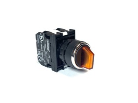 Переключатель 0-1 без фиксации, с подсветкой-светодиод 110V AC/DC желтый (2НЗ), B2F2SL21S - EMAS