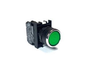 Кнопка с фиксацией с подсветкой-светодиод 48V AC/DC зеленая (1НЗ), B2Z0FY - EMAS