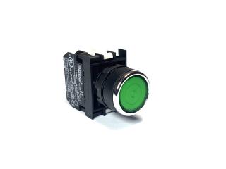 Кнопка с фиксацией с подсветкой-светодиод 110V AC/DC зеленая (1НЗ), B2G0FY - EMAS