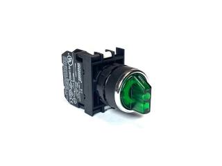 Переключатель 0-1 с фиксацией, с подсветкой-светодиод 100-230V AC зеленый (1НЗ), B2Y0SL20Y - EMAS