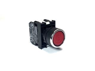 Кнопка с фиксацией с подсветкой-светодиод 12-30V AC/DC красная (2Н3), B262FK - EMAS