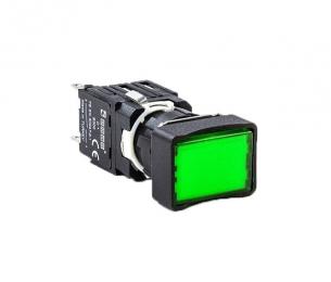 Кнопка прямоугольная без фиксации, зеленая (1НЗ), D200DDY - EMAS