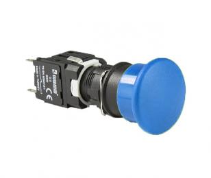 Кнопка аварийная "Грибок" без фиксации синия (2НО), D101YM30M - EMAS