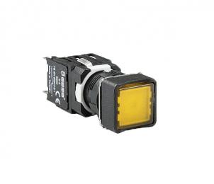 Кнопка квадратная без фиксации, желтая (1НЗ), D200KDS - EMAS