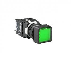 Кнопка квадратная без фиксации, зеленая (2НО), D101KDY - EMAS