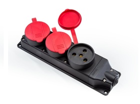 Розетка в резиновом корпусе трёхместная 1*(3*25A)+2*(1*16A), EKS325PG12 - EMAS