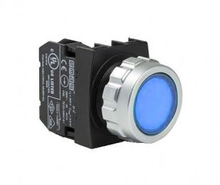Кнопка без фиксации, синия (1НО+1НЗ), H102DM - EMAS