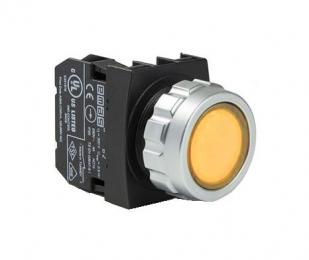 Кнопка без фиксации, желтая (1НО+1НЗ), H102DS - EMAS