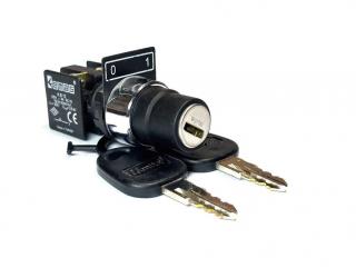 Кнопка с ключом 0-1, с фиксацией, ключ вынимается в положении 0 (1Н3), KB12A2 - EMAS