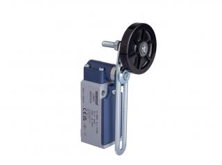 Выключатель концевой быстрого переключения угловой 2-х направленный с металлической консолью и резиновым роликом Ф50мм на регулируемом по наклону рычаге (2НЗ), L51K12MEL123A - EMAS