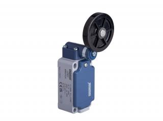 Выключатель концевой синхронного переключения угловой 2-х направленный с металлической консолью и резиновым роликом Ф50мм (2НО+1НЗ), L52K27MEL121 - EMAS