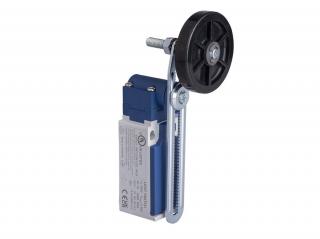 Выключатель концевой с фиксацией быстрого переключения угловой 2-х направленный с металлической консолью и пластиковым роликом Ф18мм на длинном регулируемом рычаге (1НО+1НЗ), L5K13MEL123RA - EMAS