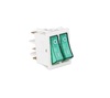 Выключатель с двумя клавишами, зеленая с подсветкой (1НО+1НО), A12W1Y11 - EMAS 
