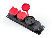 Розетка в резиновом корпусе трёхместная 1*(3*25A)+2*(1*16A), EKS325PG12 - EMAS 