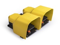 Двойная педаль с фиксацией (1 скорость) с защитным кожухом и основанием для ручки (1НО+1НЗ)+(1НО+1НЗ), PDKA22BB11 - EMAS 