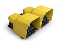 Двойная педаль (2 скорости - левая, 1 скорость - правая) с защитным кожухом и основанием для ручки 2x(1НО+1НЗ)+(1НО+1НЗ), PDKA22GB20 - EMAS 