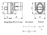 Переключатель 0-1 с фиксацией, с подсветкой-светодиод 12-30V AC/DC красный (1НО), B160SL20K - EMAS 